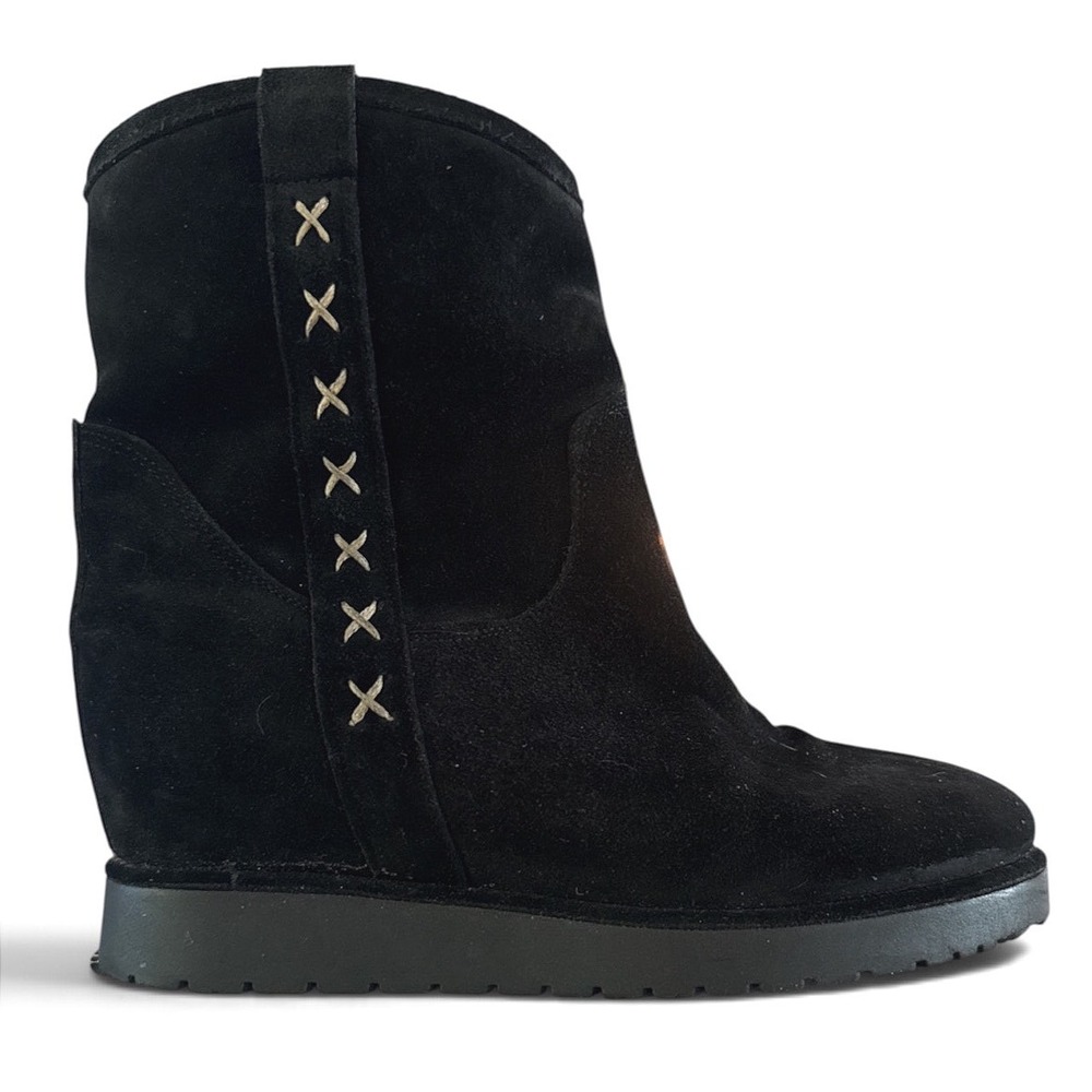 Sundance Suede Hidden Wedge Ankle Boots